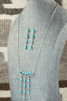 Turquoise & Sterling Silver Necklace and Earrings - JH Etsitty