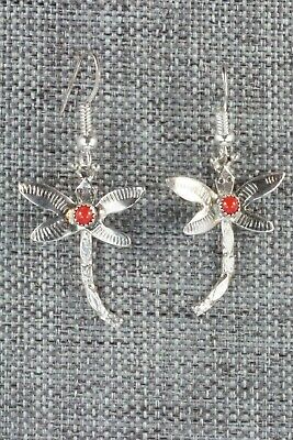 Coral & Sterling Silver Earrings - Lucille Platero