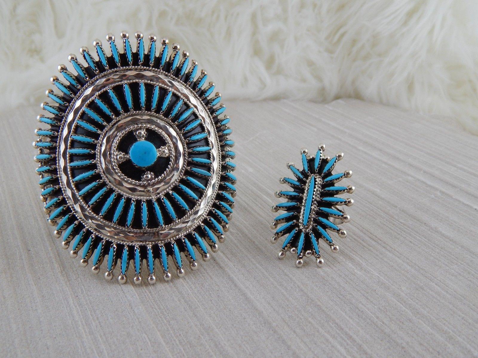 Zuni Sterling Silver & Turquoise Bracelet & Ring - Gerald Etsate - High Lonesome Trading
