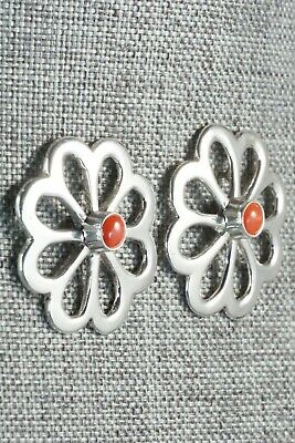 Coral & Sterling Silver Earrings - Mildred Parkhurst