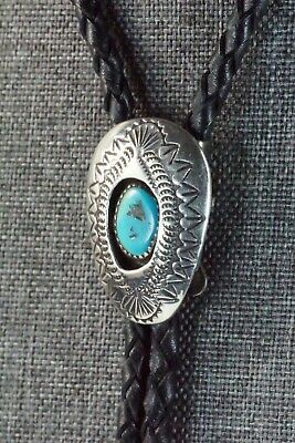 Turquoise & Sterling Silver Bolo Tie - Shirley Skeets