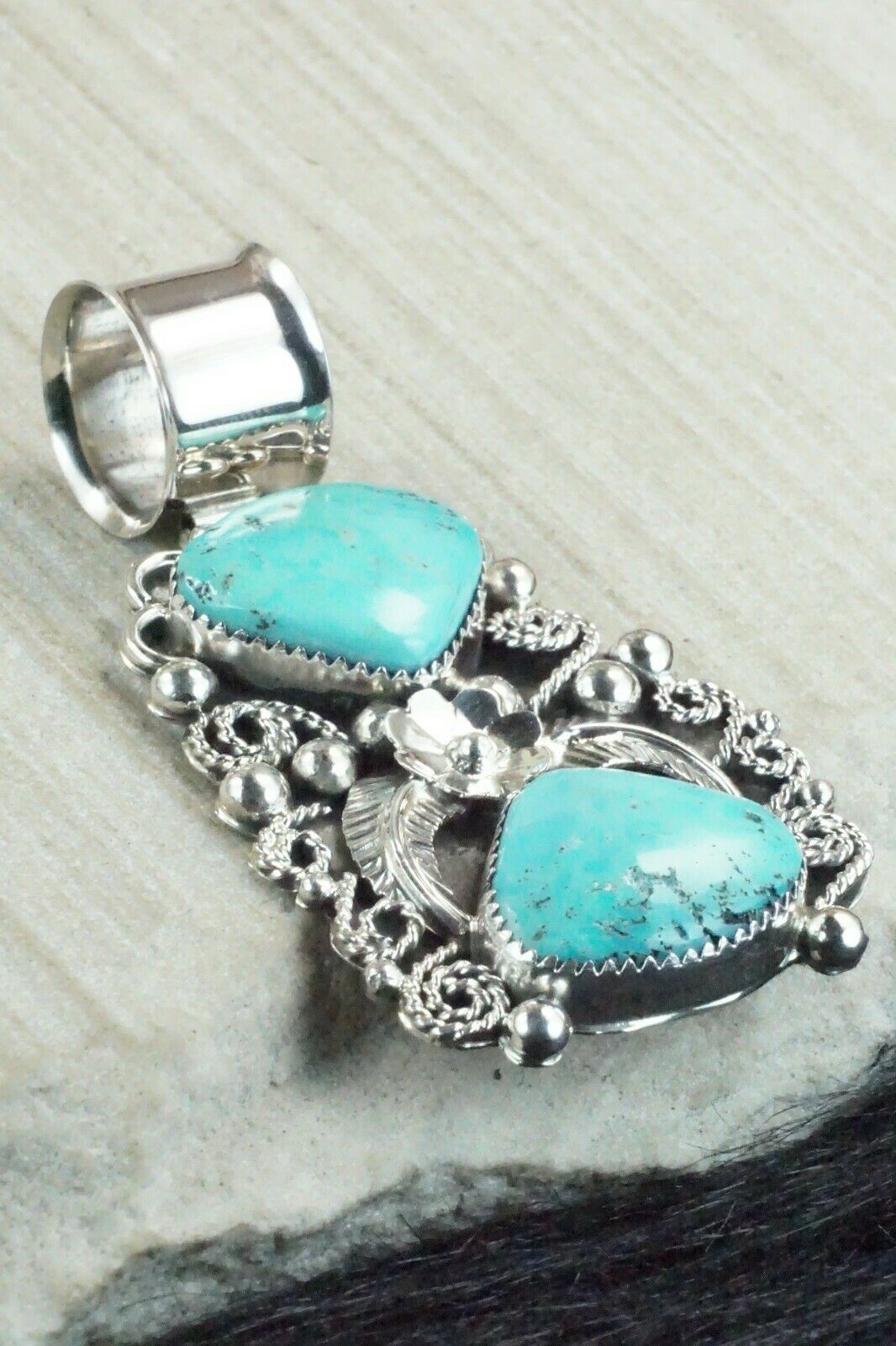 Turquoise and Sterling Silver Pendant - Shirley Largo