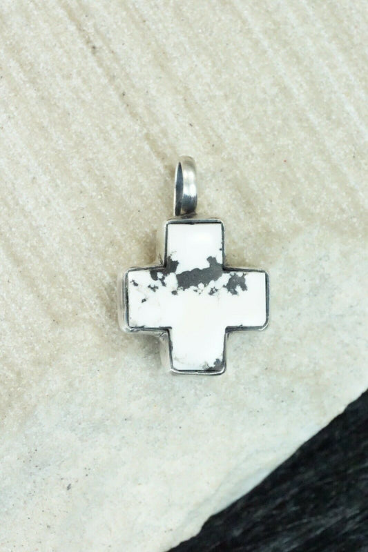 White Buffalo & Sterling Silver Cross Pendant - Diane Wylie