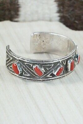 Coral & Sterling Silver Bracelet - Delbert Arviso