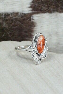 Spiny Oyster and Sterling Silver Ring - Genevieve Frank - Size 7.5