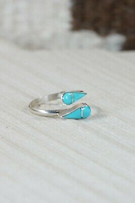 Zuni Turquoise and Sterling Silver Ring - Velda Nastacio - Size 7.25