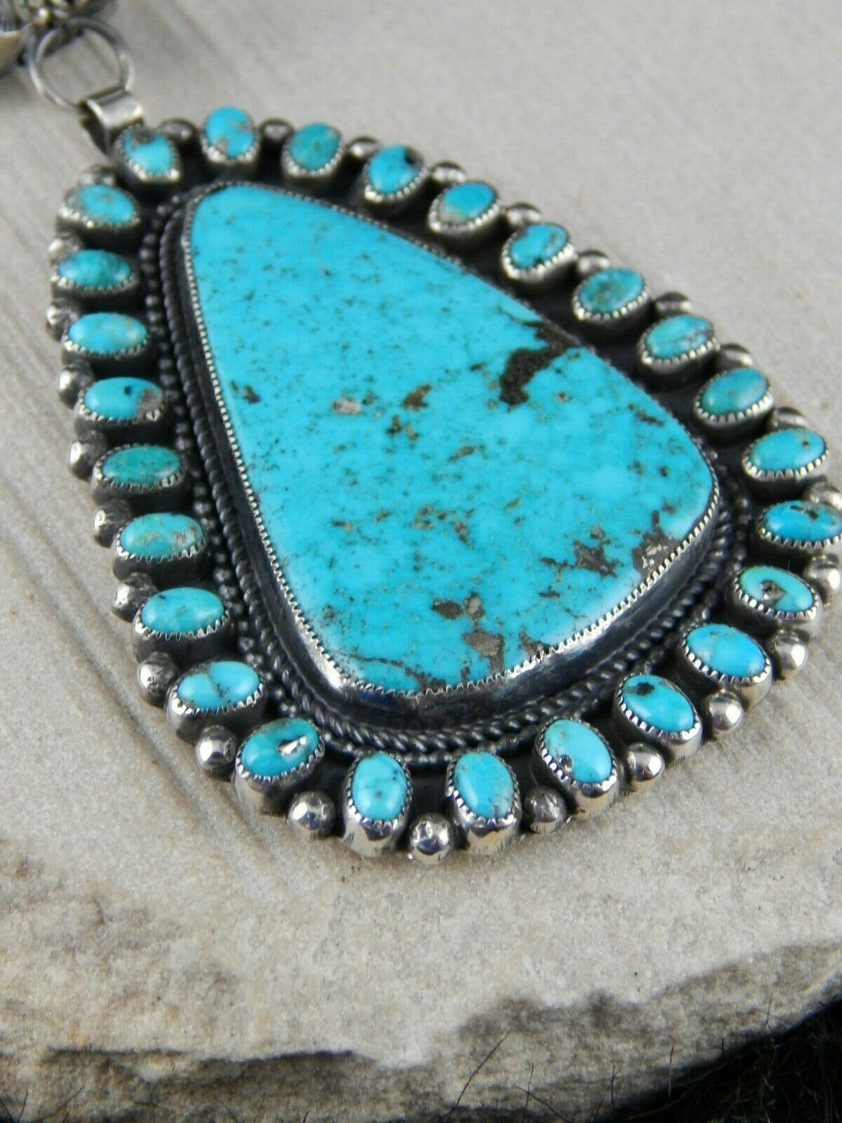 Navajo Turquoise and Sterling Silver Pendant - Myron Etsitty - High Lonesome Trading
