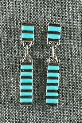 Zuni Turquoise and Sterling Silver Earrings - Fredrick & Denise Siutza - High Lonesome Trading