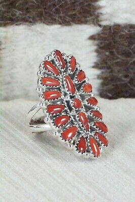 Coral and Sterling Silver Ring - Donovan Wilson - Size 7.75