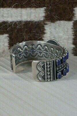 Navajo Lapis & Sterling Silver Bracelet - Myron Etsitty - High Lonesome Trading