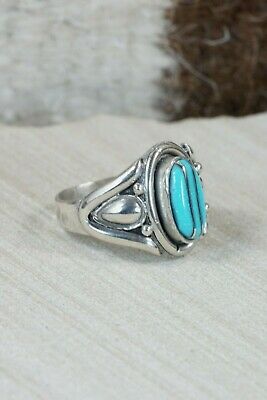 Turquoise & Sterling Silver Ring - Leslie & Gladys Lamy - Size 11.75
