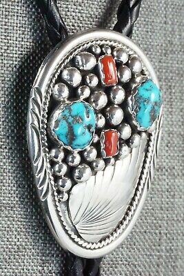 Turquoise & Sterling Silver Bolo Tie - Fred Peters