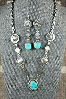 Navajo Turquoise and Sterling Silver Necklace - Sheila Tso - High Lonesome Trading