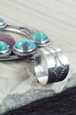 Turquoise, Spiny Oyster & Sterling Silver Pendant - Navajo