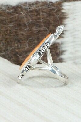 Spiny Oyster & Sterling Silver Ring - Daniel Benally - Size 7