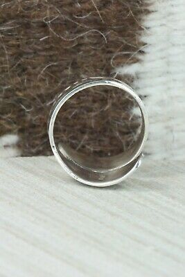 Turquoise, Coral & Sterling Silver Ring - Jolene Jazzie - Size 7.5
