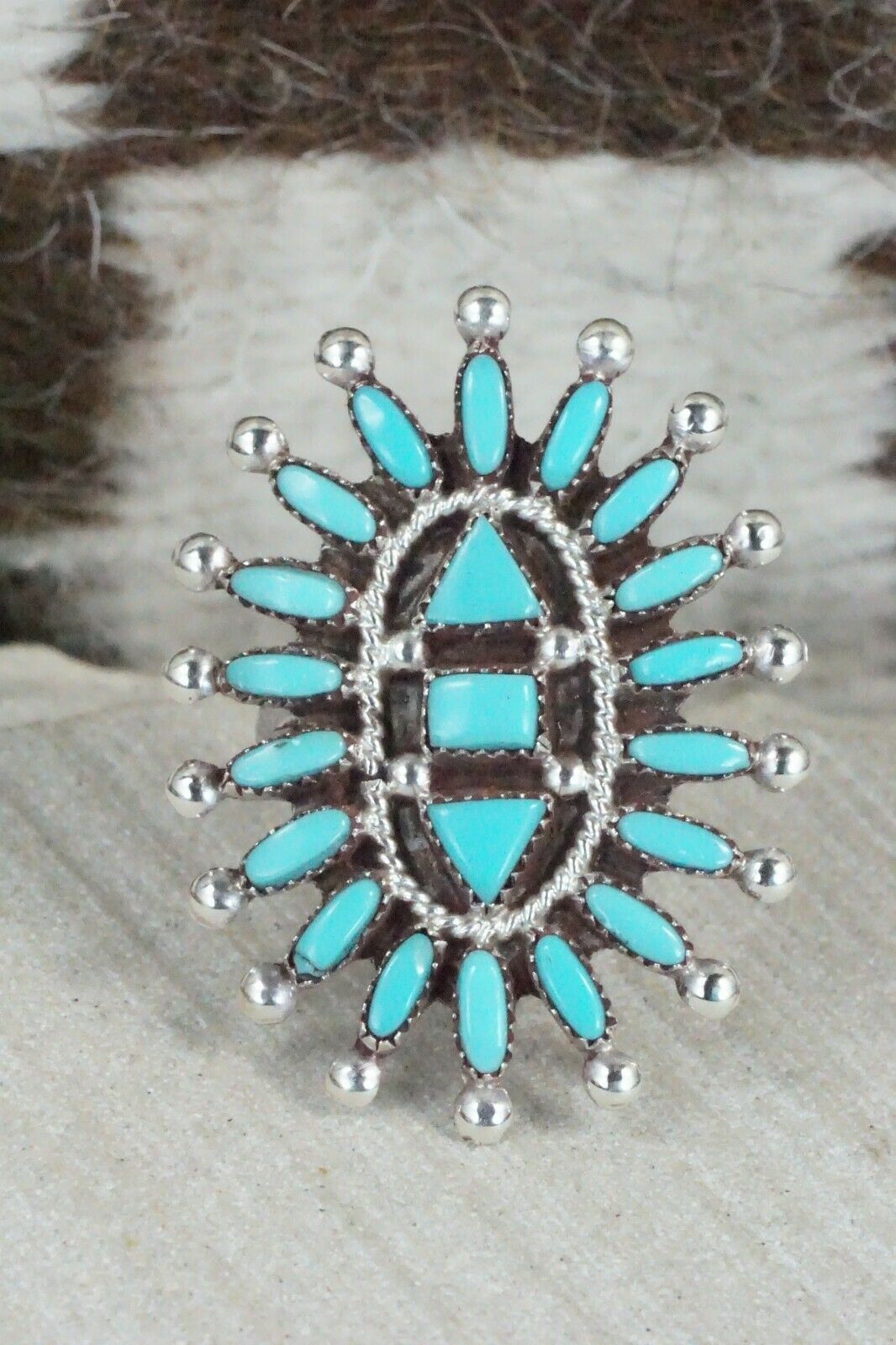 Turquoise & Sterling Silver Ring - Evonne Hustito - Size 6 - High Lonesome Trading
