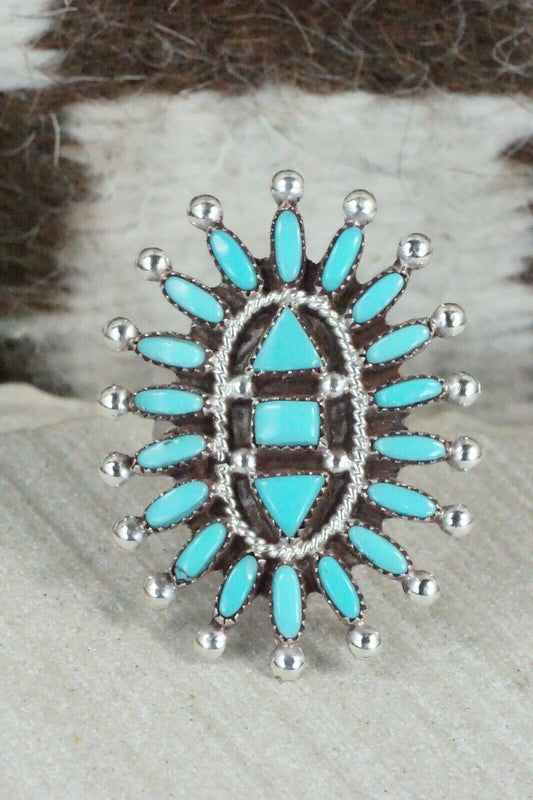 Turquoise & Sterling Silver Ring - Evonne Hustito - Size 5.75 - High Lonesome Trading