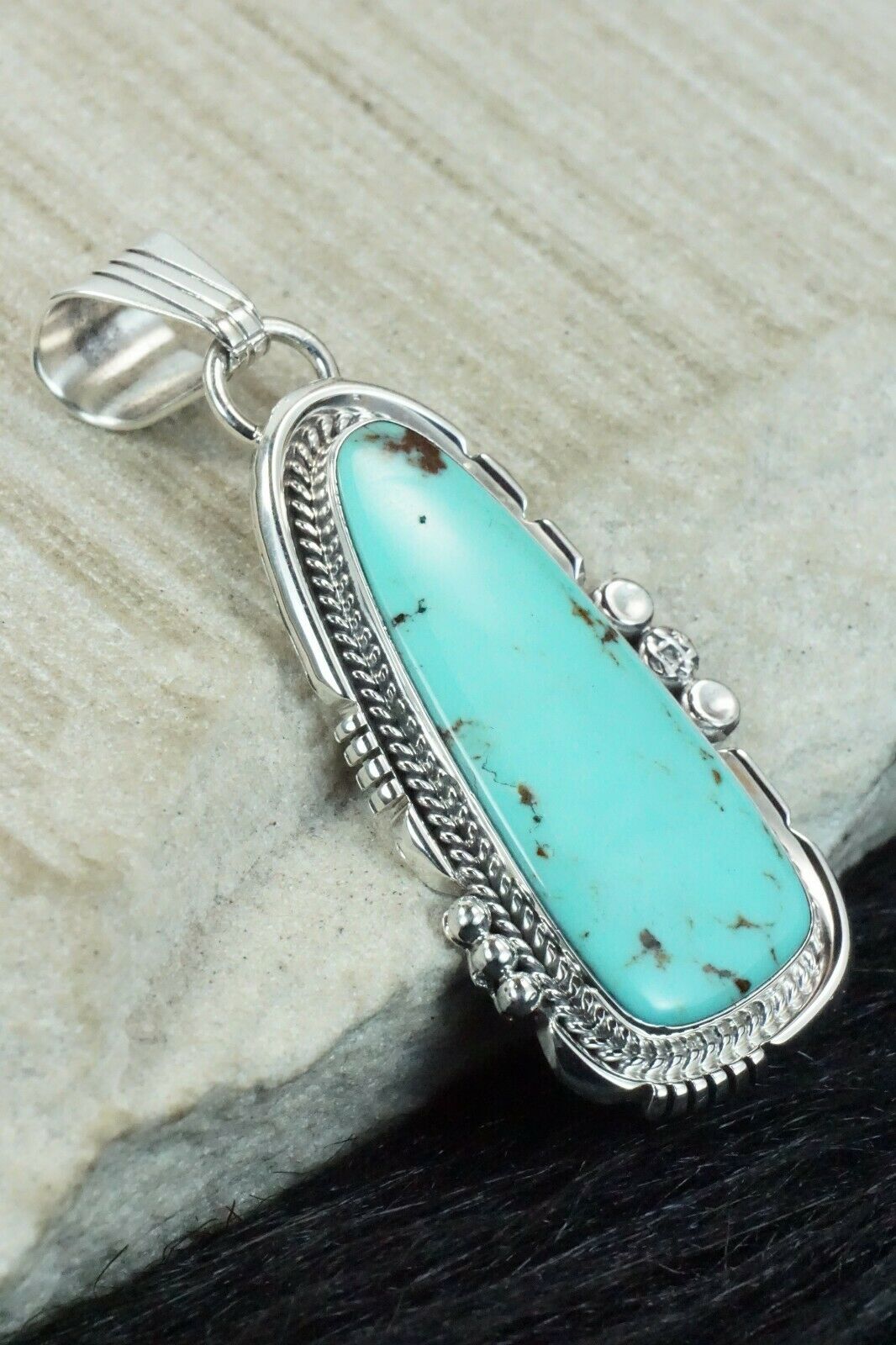 Turquoise and Sterling Silver Pendant - Daniel Benally