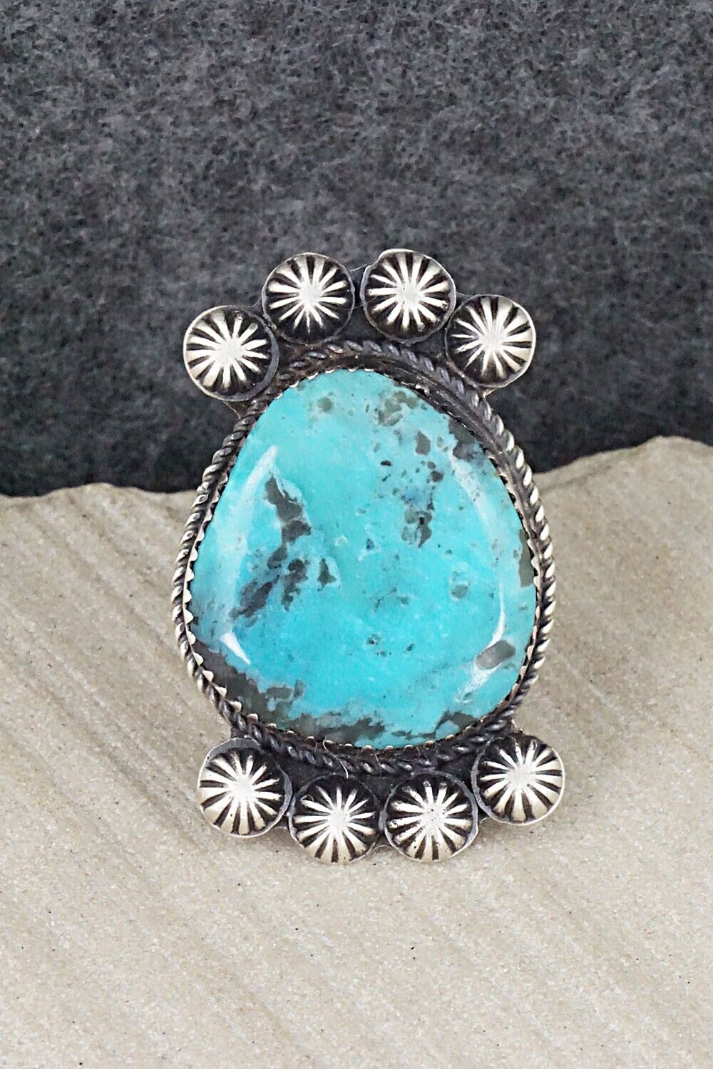 Turquoise and Sterling Silver Ring - Martha Cayatineto - Size 7