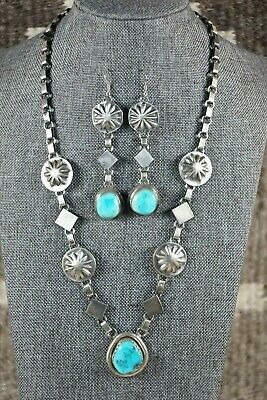 Navajo Turquoise and Sterling Silver Necklace - Sheila Tso - High Lonesome Trading
