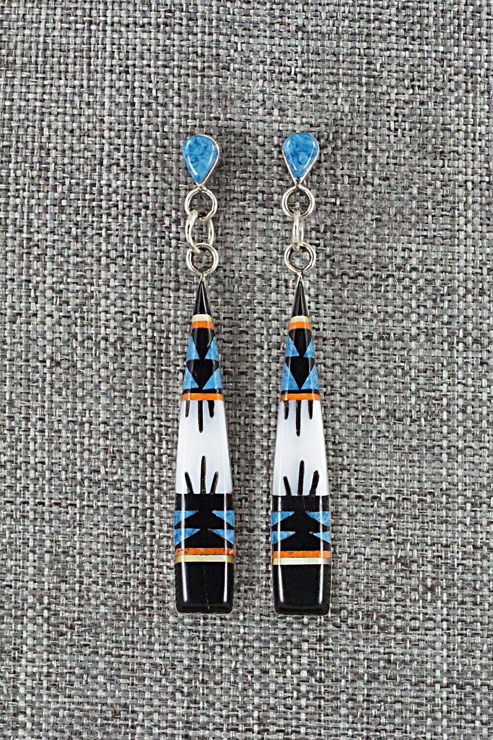 Multi Stone Inlay & Sterling Silver Earrings - Fernando Lemintino