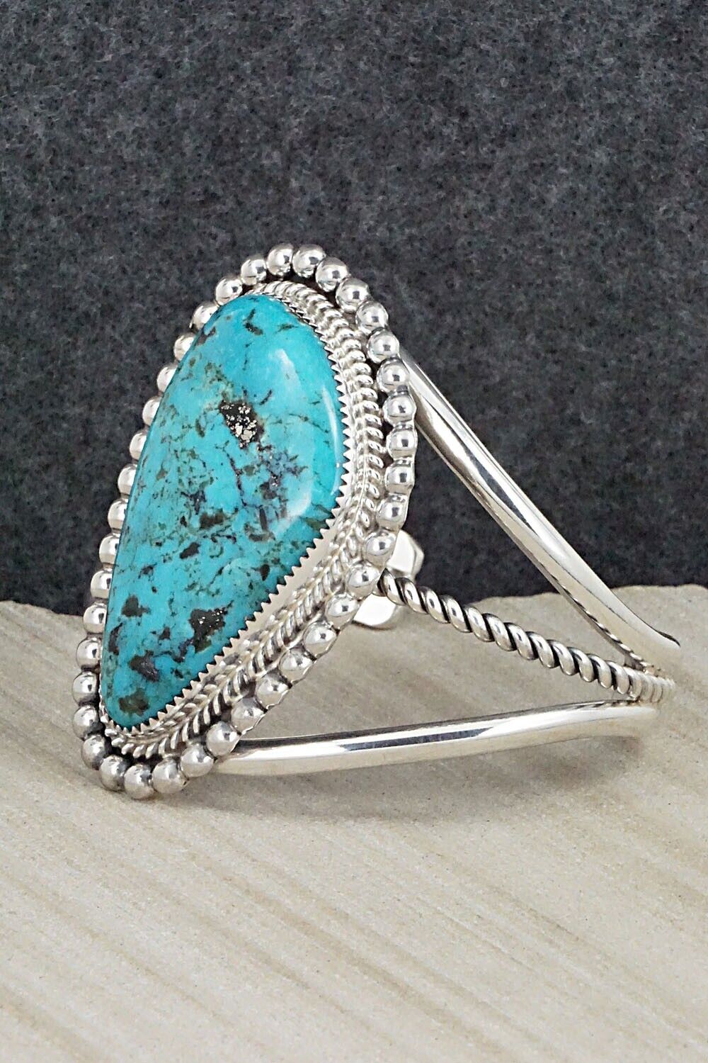 Turquoise & Sterling Silver Bracelet - Leslie Nez