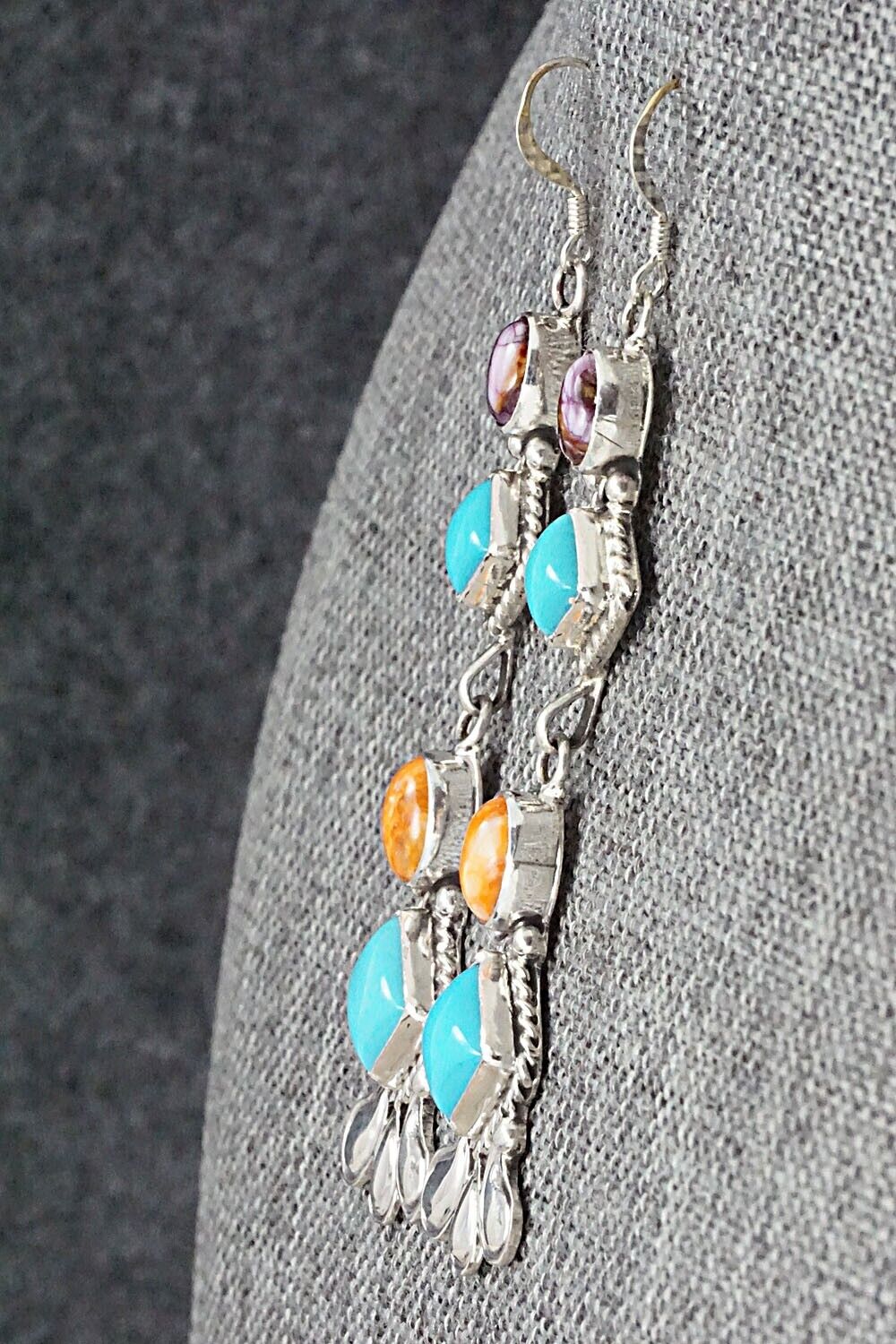 Turquoise, Spiny Oyster & Sterling Silver Earrings - Sharon McCarthy