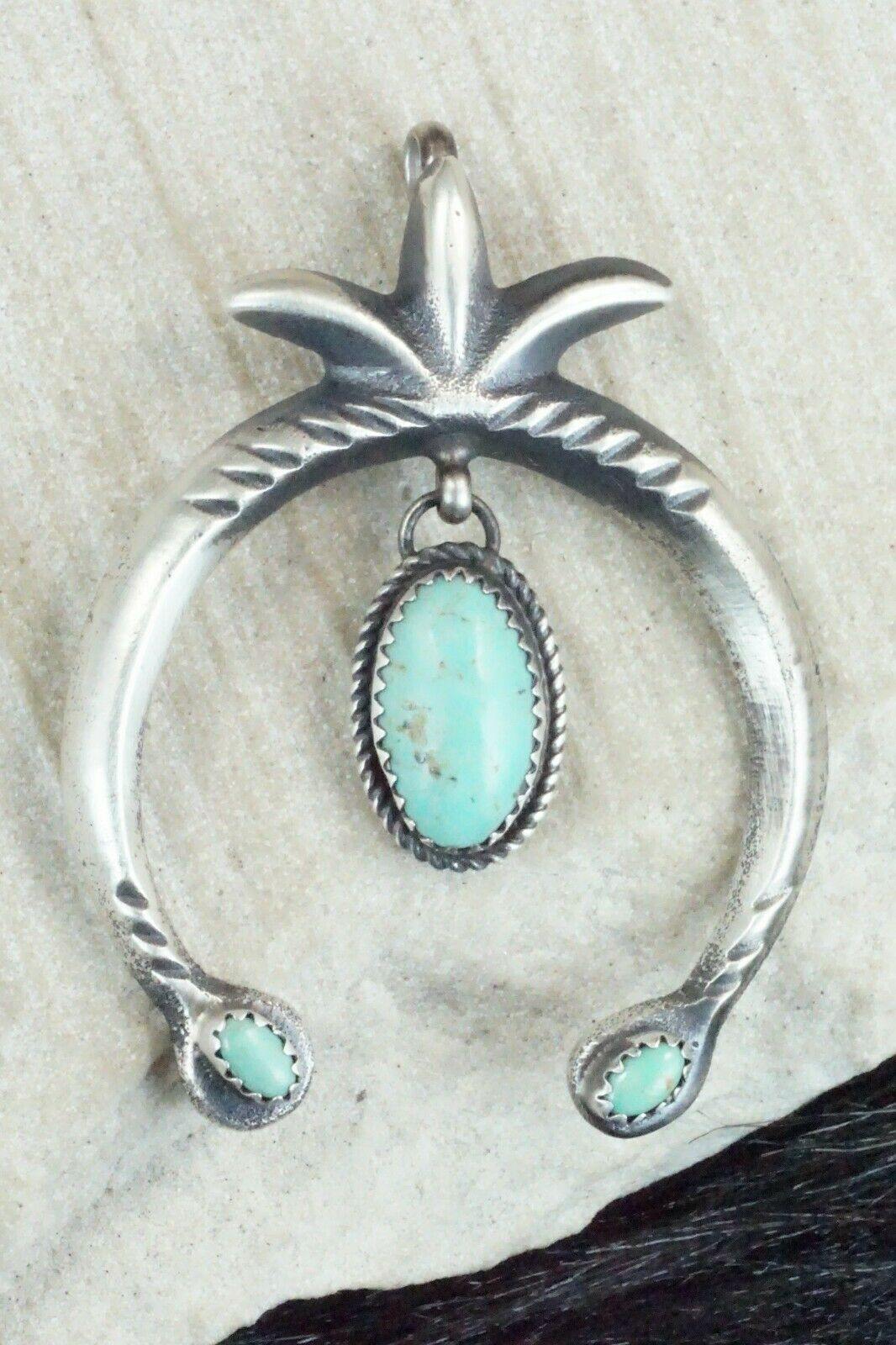 Turquoise and Sterling Silver Pendant - Martha Cayatineto - High Lonesome Trading