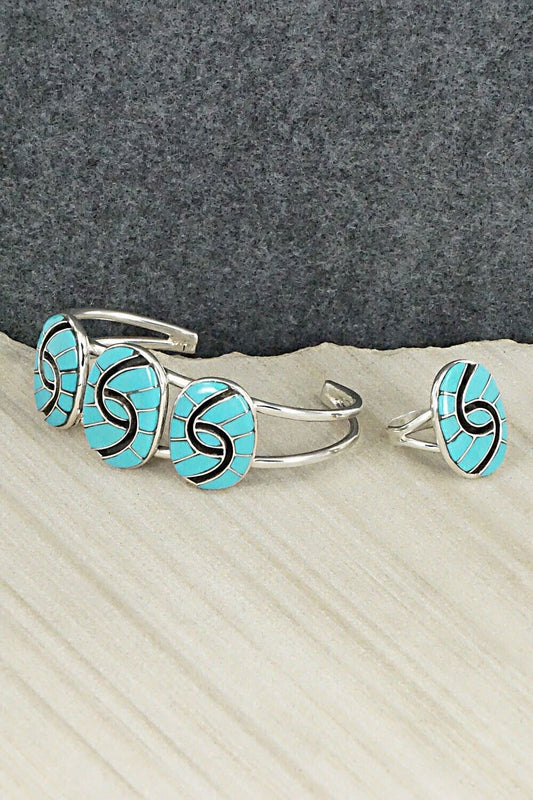 Turquoise & Sterling Silver Bracelet and Ring Set - Amy Wesley