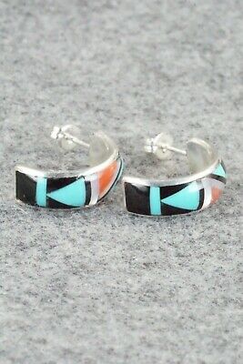 Multi Stone Inlay & Sterling Silver Earrings - Delberta Boone