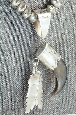 Turquoise, Sterling Silver Pendant & Navajo Pearl Necklace - Ernest Hawthorne