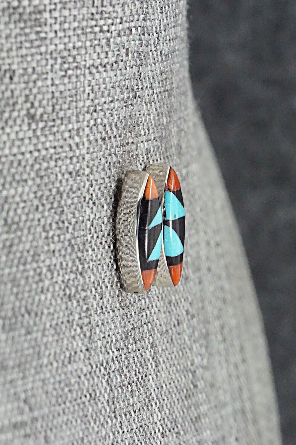 Multi Stone Inlay & Sterling Silver Earrings - Monica Johnson
