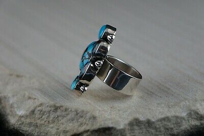 Navajo Turquoise & Sterling Silver Ring - Bea Tom - Size 7.5 - High Lonesome Trading