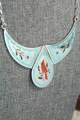 Inlay Turquoise, Coral & Sterling Silver Necklace - Derrick Edaakie