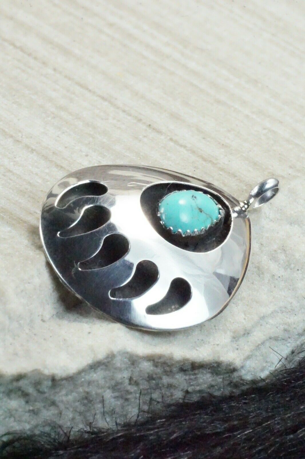 Turquoise & Sterling Silver Pendant - Virginia Long