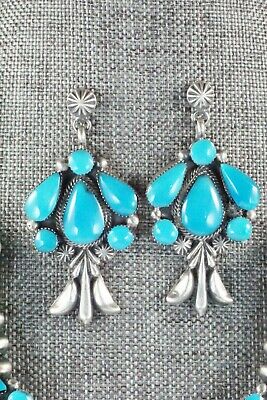 Turquoise & Sterling Silver Squash Blossom Set - Raymond Delgarito