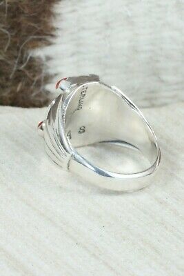 Coral & Sterling Silver Ring - Anthony Skeets - Size 8