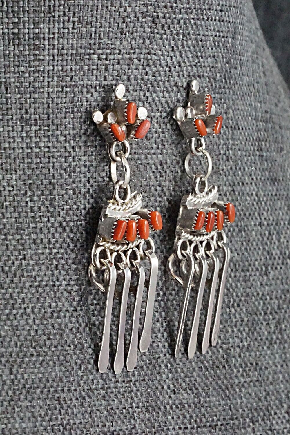 Coral & Sterling Silver Earrings - Rosa Fambrough