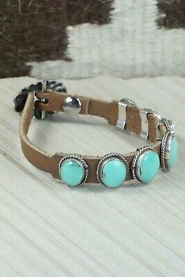 7 Stone Turquoise, Sterling Silver and Leather Bracelet - Danny Martinez - High Lonesome Trading