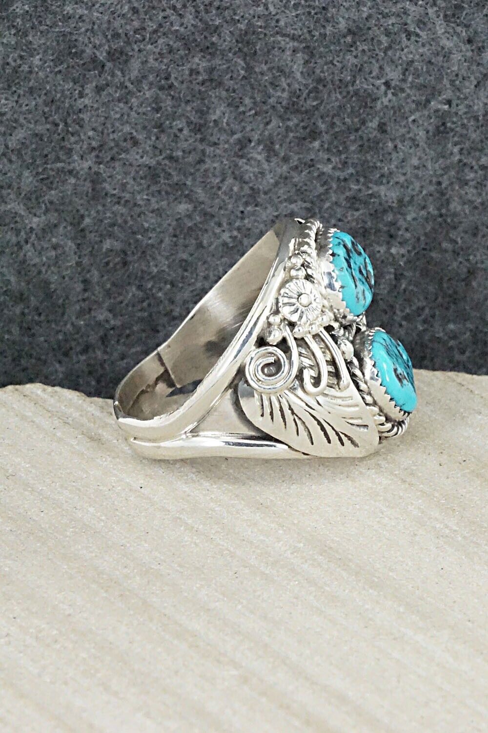 Turquoise & Sterling Silver Ring - Leonard Spencer - 12.5