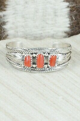 Coral and Sterling Silver Bracelet - Harrison & Betty Begaye