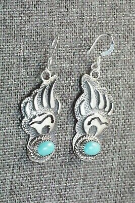 Turquoise & Sterling Silver Bear Earrings - Ross Antonio
