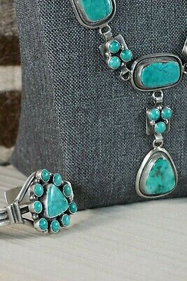 Navajo Turquoise & Sterling Silver Jewelry Set - Raymond Delgarito - High Lonesome Trading