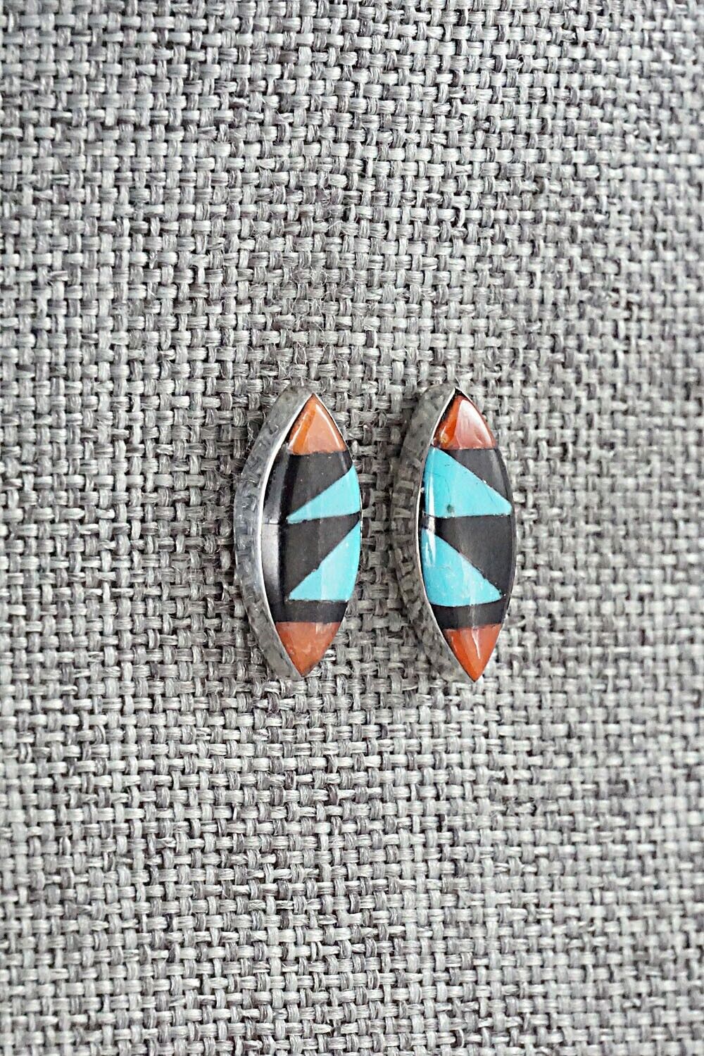 Multi Stone Inlay & Sterling Silver Earrings - Monica Johnson