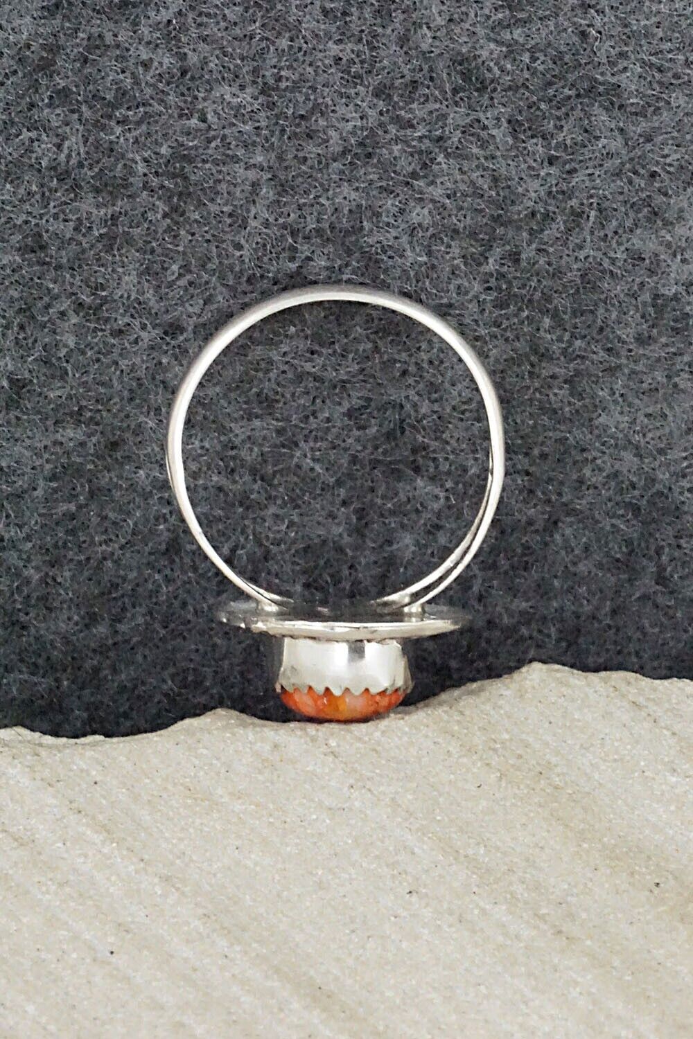 Spiny Oyster & Sterling Silver Ring - Freda Martinez - Size 8