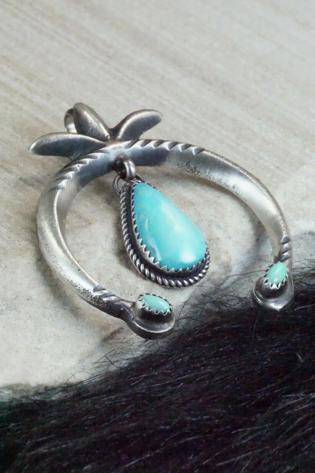 Turquoise and Sterling Silver Pendant - Martha Cayatineto - High Lonesome Trading