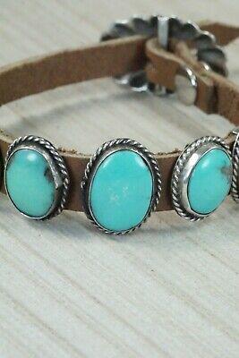7 Stone Turquoise, Sterling Silver and Leather Bracelet - Danny Martinez - High Lonesome Trading