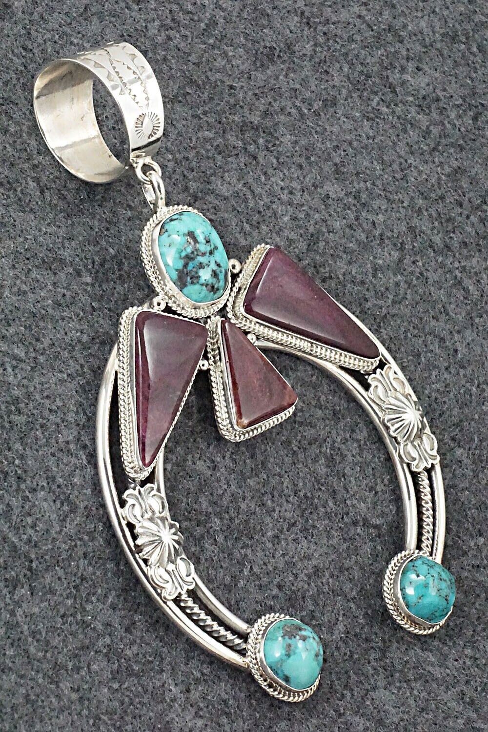 Turquoise, Spiny Oyster and Sterling Silver Pendant - Derrick Gordon