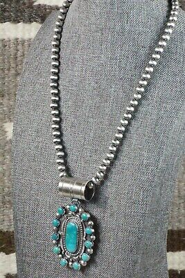 Turquoise Pendant & Sterling Silver Necklace - Tom Lewis